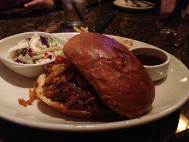 One of the restaurant's most popular items, the BBQ pulled pork sandwich with a side of coleslaw (Photo by Elizabeth de Armas).