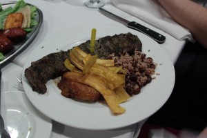 "El Novillo" churrasco (12 ounces) served with traditional Nicaraguan sides.