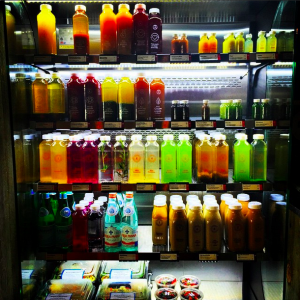 Assortment of juices at Temple Kitchen