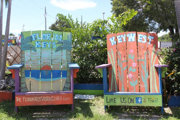 Located outside the Key Largo Visitor Center, decorated large chairs like these are all over the area. 