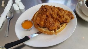 Fried Chicken and Waffles at Big Pink (Photo by Brittany Chandani).