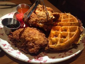 Fried chicken, waffles and watermelon (Photo by Brittany Chandani).