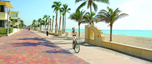 The beaches are steps away from the many restaurants and shopping stores along the Broadwalk.