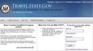 Visiting STEP's homepage is the first step of enrollment. (Photo courtesy of U.S. Department of State).