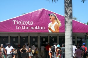The ticket booth at the Sony Ericsson tennis tournament (Photo by Brandon Lumish).