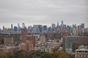 A view from the Morningside Heights neighborhood displays the New York City skyline as well as Central Park. A majority of skyscrapers in Manhattan are located on the southern half of the island (Photo by Bolton Lancaster).