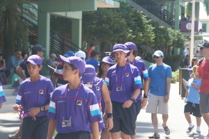 Ballpersons walk to the courts at the Sony Ericsson Open (Photo by Brandon Lumish).