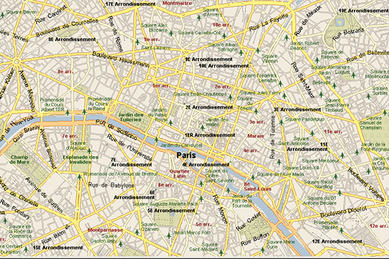 The neighborhoods of Paris (Staff map).