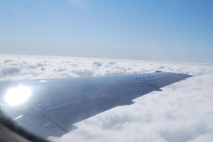 A plane breaks the cloud layer en-route to Miami, Fla. (Photo by Katherine Guest).