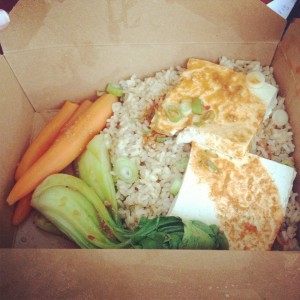 Tofu and vegetables from a Korean Restaurant (Photo by Anabell Bernot).