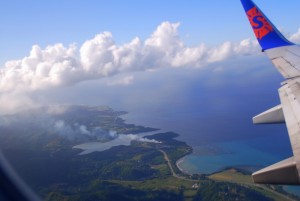 Flying over Montego Bay, Jamaica. (Photo by: Katherine Guest).