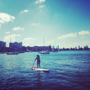 Andrea Jacobo paddling in the Miami Beach Marina (Photo courtesy of Andrea Jacobo).