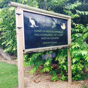 The welcome sign outside the entrance to Safari Edventure. (staff photo)