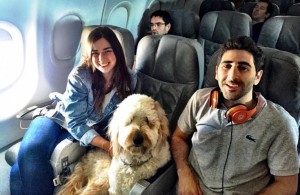 Adriana Saltz traveling with her husband, Diego, and Lexi
