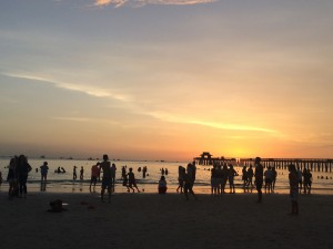 This is Naples Beach at Sunset during a cool afternoon in October. Numerous locals and tourists admire the scenery. photo by: Andrea Fernandez-Bravo