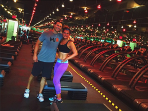 Marci Cohn with Barrys Bootcamp instructor, Sam Karl. The circuit training class has featured deals on Gilt City.
