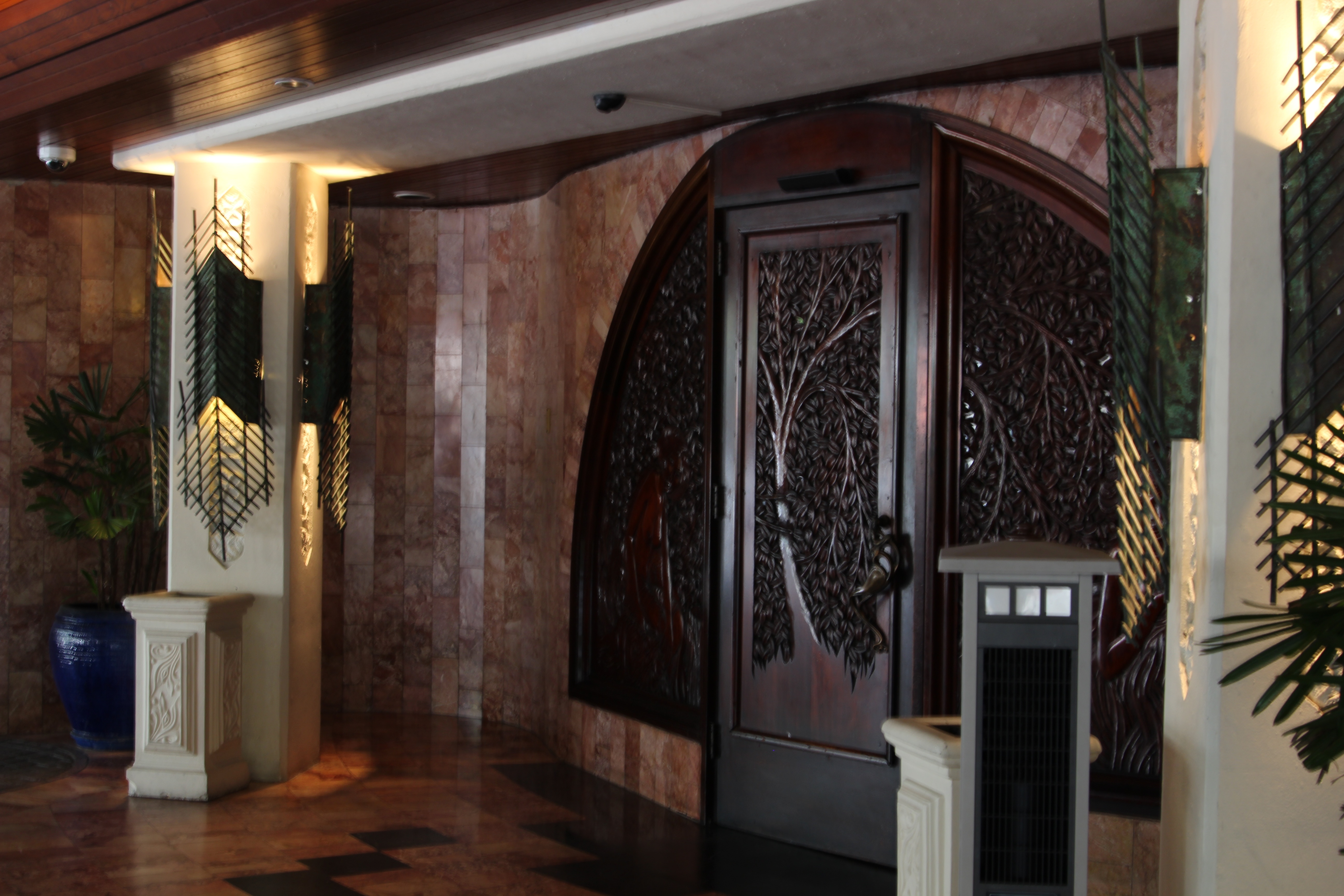 The Gaudi-inspired entrance displays the decorative elegance of the Mayfair Hotel (Photo by Brittany Weiner).